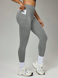 Women's Naked-Feel Tight Yoga Pants - High Waisted, Butt Lifting & Tummy Control Nylon Sports Shark Leggings with Pockets