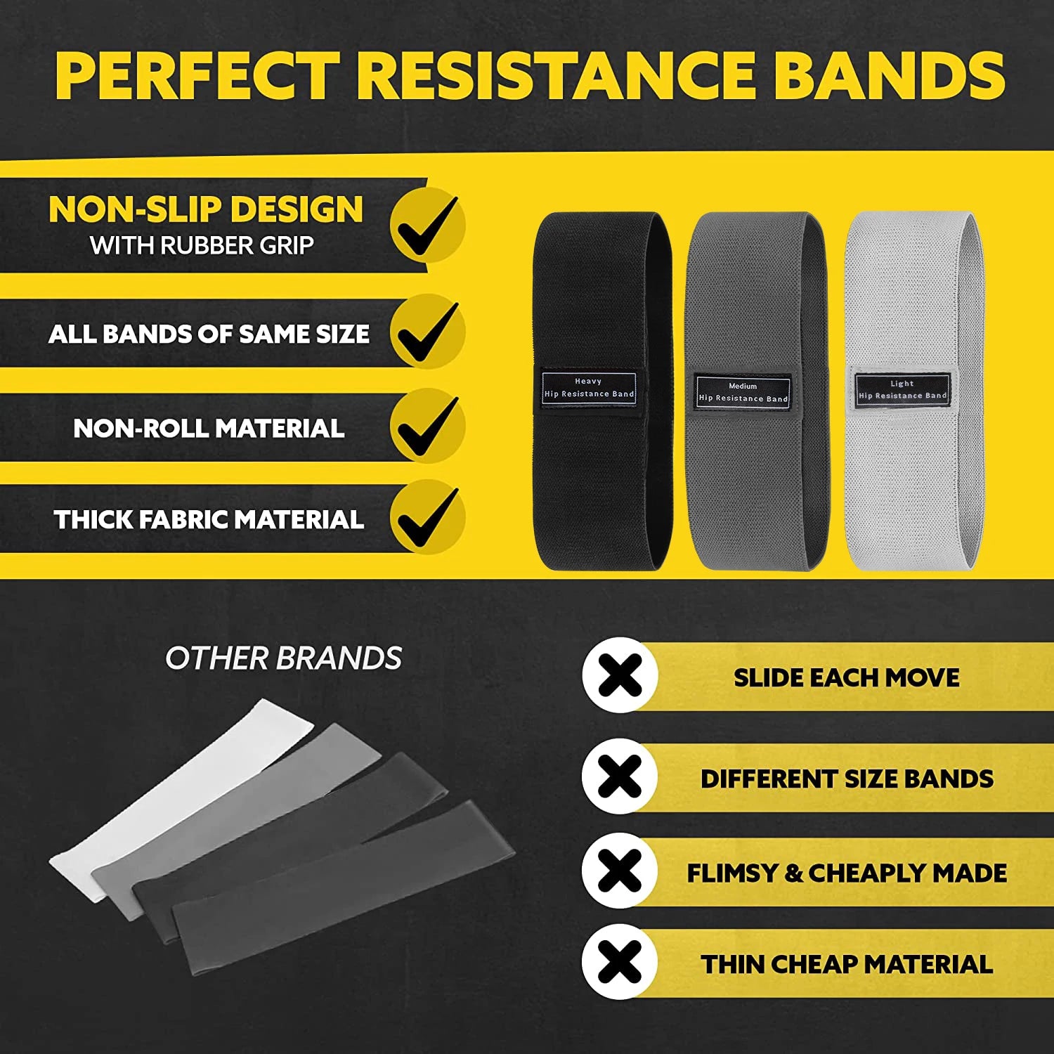 Premium Resistance Hip Bands - Fabric Booty Bands Set